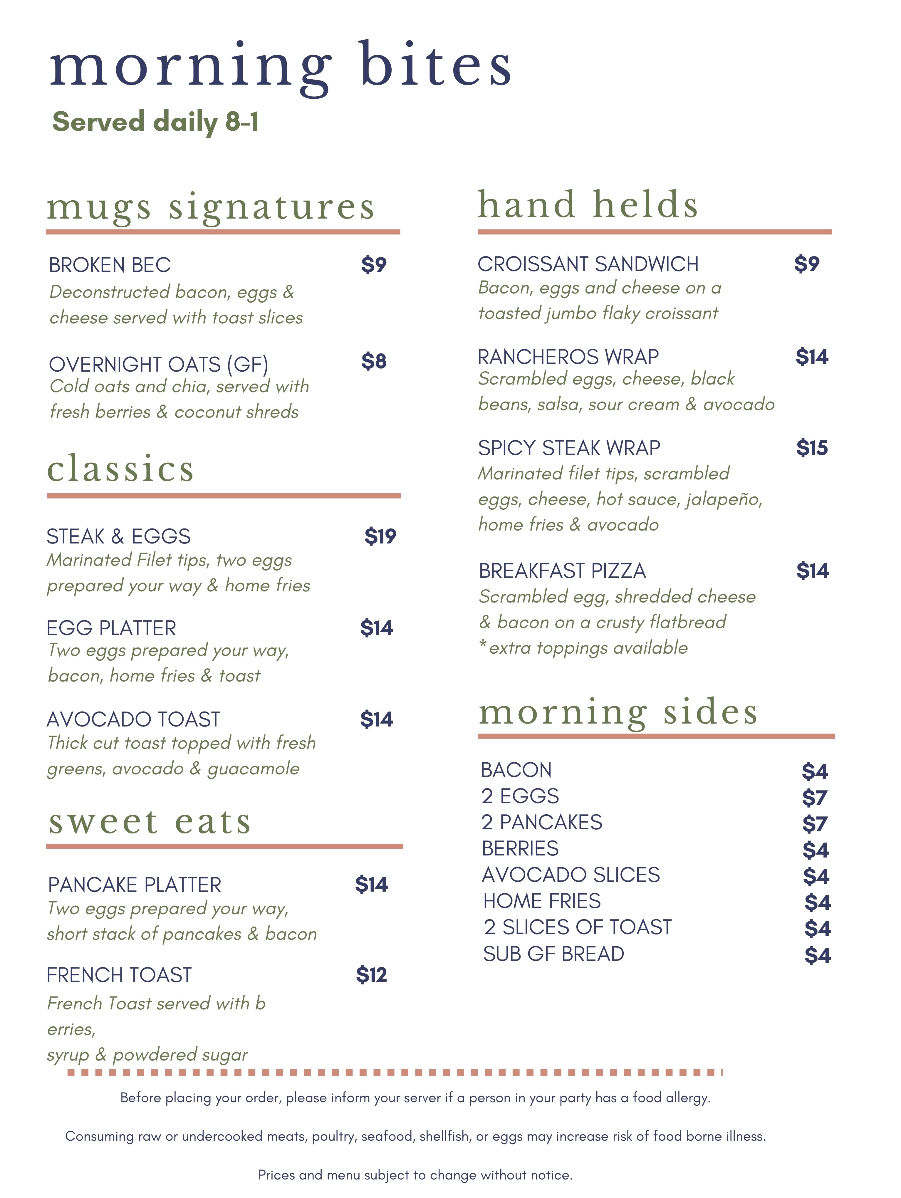 Menu Page 1